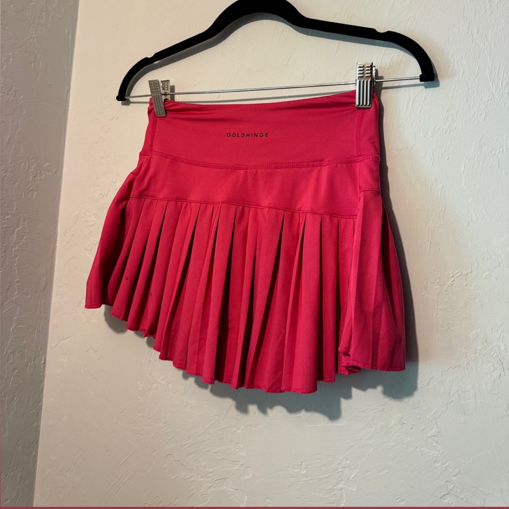 Pink Pleated Mini Skater Skirt